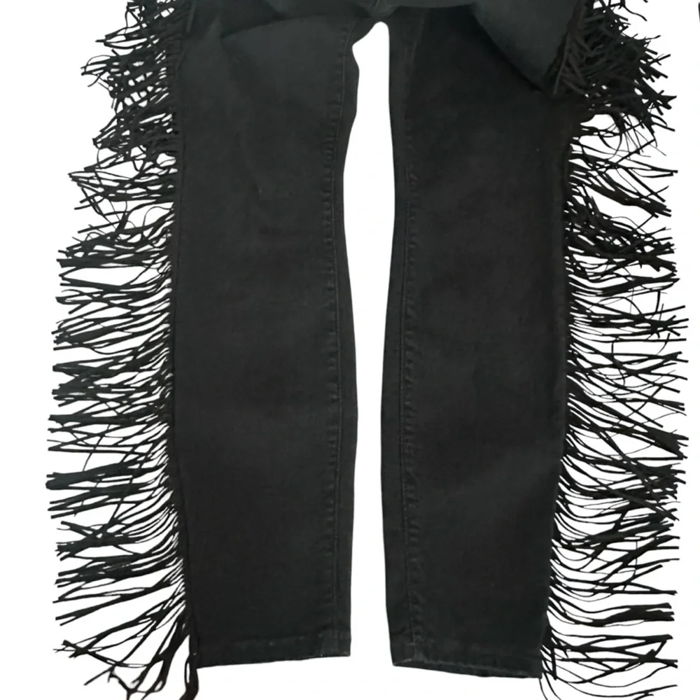 Mother Jeans 26 (S) Swooner Ankle Fringe Black Denim - Picture 5 of 12